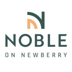 The image is a logo for a company named "NOBLE ON NEWBERRY".